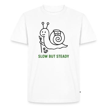 Wanderschnecke Slow but Steady - Männer Premium Bio T-Shirt - Weiß - Vorne - Nico (187cm)