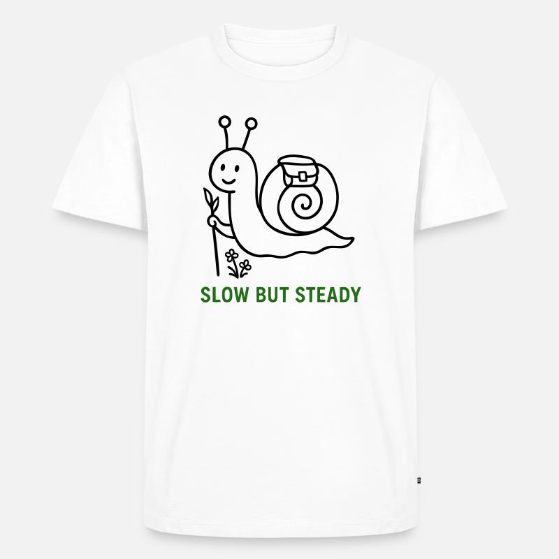 Wanderschnecke Slow but Steady - Männer Premium Bio T-Shirt - Weiß