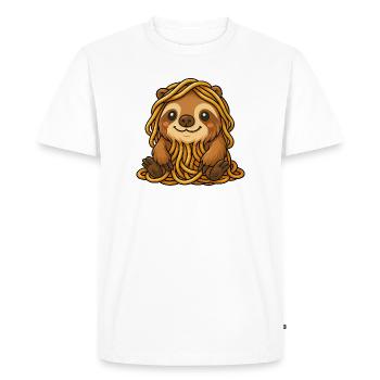 Funny capybara with spaghetti and noodles - Men's Premium Organic T-Shirt - white - Front - Nico (187cm)