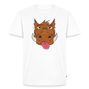 Sanglier effronté avec la langue sortie – animal de dessin animé - T-shirt Premium bio Homme - blanc - Devant - Nico (187cm)