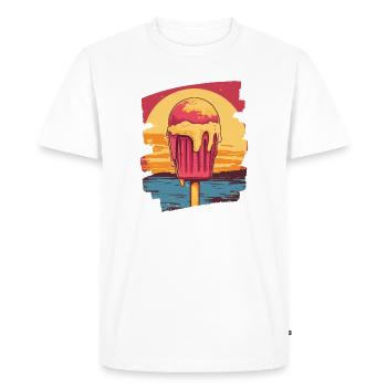 Glace et boule de glace coucher de soleil d’été - T-shirt Premium bio Homme - blanc - Devant - Nico (187cm)
