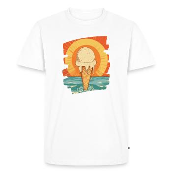 Glace et boule de glace coucher de soleil d’été - T-shirt Premium bio Homme - blanc - Devant - Nico (187cm)