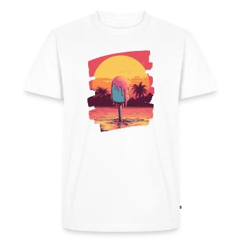 Glace et boule de glace coucher de soleil d’été - T-shirt Premium bio Homme - blanc - Devant - Nico (187cm)