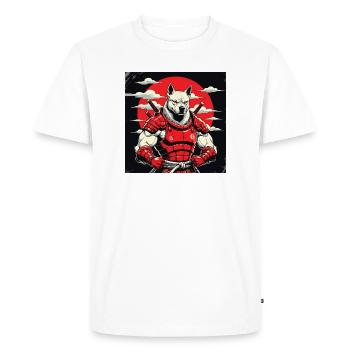 Samurai Dog Guardian - Men's Premium Organic T-Shirt - white - Front - Nico (187cm)