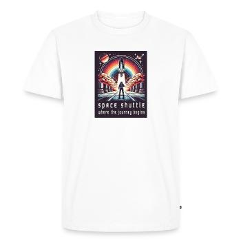 Navette spatiale - Le voyage commence - T-shirt Premium bio Homme - blanc - Devant - Nico (187cm)