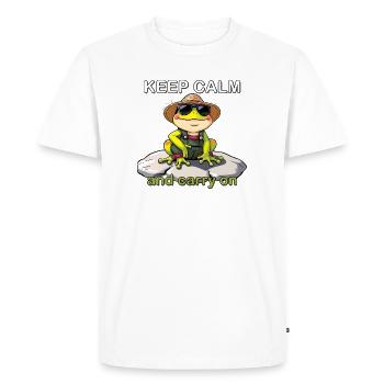 Funny frog with sunglasses and straw hat - Men's Premium Organic T-Shirt - white - Front - Nico (187cm)