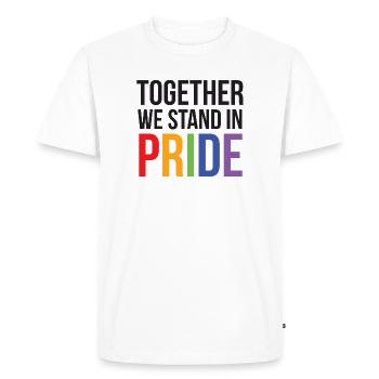 Mois de la fierté LGBTQ - Ensemble, nous sommes dans la fierté - T-shirt Premium bio Homme - blanc - Devant - Nico (187cm)
