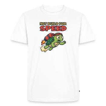 Tortue avec fusée : Pas conçue pour la vitesse - T-shirt Premium bio Homme - blanc - Devant - Nico (187cm)