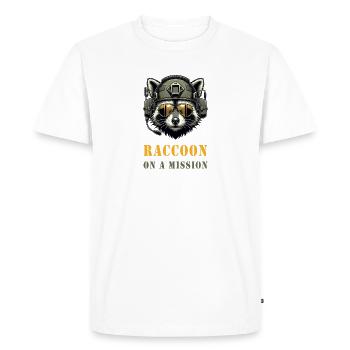 Raccoon on a mission - Men's Premium Organic T-Shirt - white - Front - Nico (187cm)