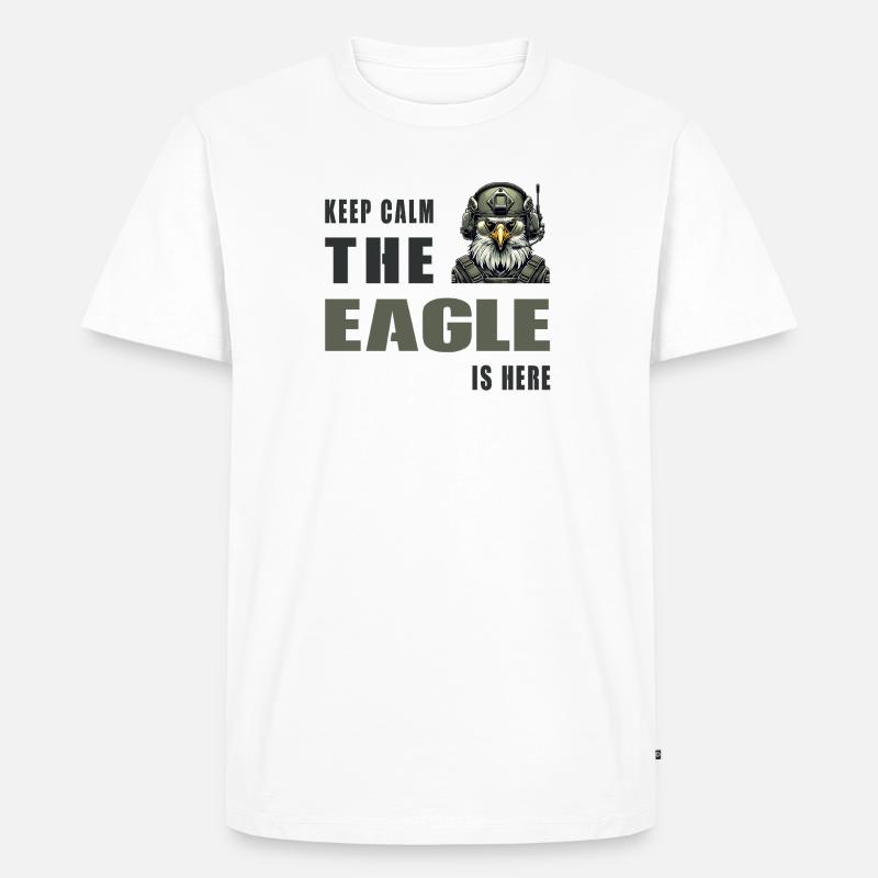Keep Calm – The Eagle Is Here - Männer Premium Bio T-Shirt - Weiß