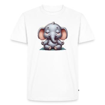 Mignon éléphant Yoga Méditation Relaxation Paix - T-shirt Premium bio Homme - blanc - Devant - Nico (187cm)