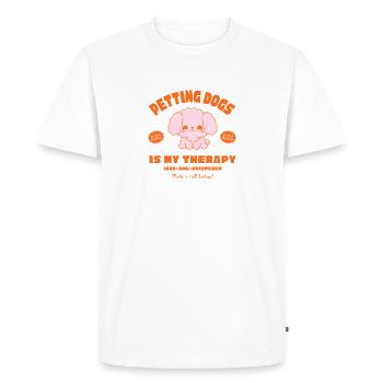 Dog therapy with coffee charm - Men's Premium Organic T-Shirt - white - Front - Nico (187cm)