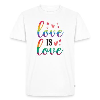 Mois de la fierté LGBT - Love is Love - T-shirt Premium bio Homme - blanc - Devant - Nico (187cm)