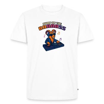 Goat DJ - Pump Up the Baaaass - Men's Premium Organic T-Shirt - white - Front - Nico (187cm)