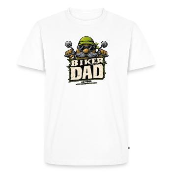 Biker dad - Men's Premium Organic T-Shirt - white - Front - Nico (187cm)