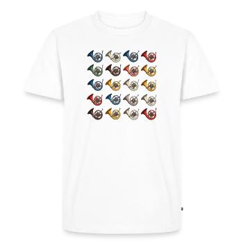 Variété de cor français coloré pour les cornistes - T-shirt Premium bio Homme - blanc - Devant - Nico (187cm)