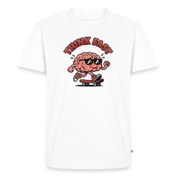Think Fast Brain Skate - Men's Premium Organic T-Shirt - white - Front - Nico (187cm)