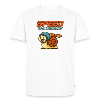 Think fast - Snail with Helmet - Men's Premium Organic T-Shirt - white - Front - Nico (187cm)