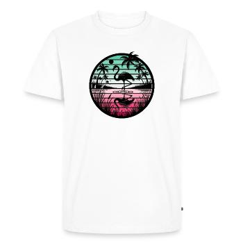 Rétro Flamingo Sunset - T-shirt Premium bio Homme - blanc - Devant - Nico (187cm)