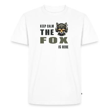 Keep calm - the fox is here - Men's Premium Organic T-Shirt - white - Front - Nico (187cm)