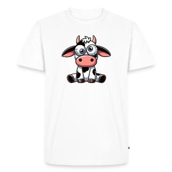 Cute Confused Cow Bull Clumsy Cartoon Dizzy - Men's Premium Organic T-Shirt - white - Front - Nico (187cm)