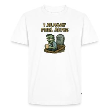 Je me sens presque vivant, zombie - T-shirt Premium bio Homme - blanc - Devant - Nico (187cm)