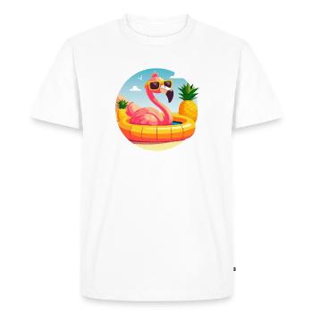 Flamant rose et ananas dessin vectoriel mignon - T-shirt Premium bio Homme - blanc - Devant - Nico (187cm)