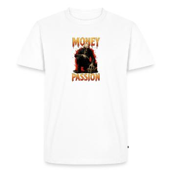 Money Passion – Greed for Cash - Men's Premium Organic T-Shirt - white - Front - Nico (187cm)
