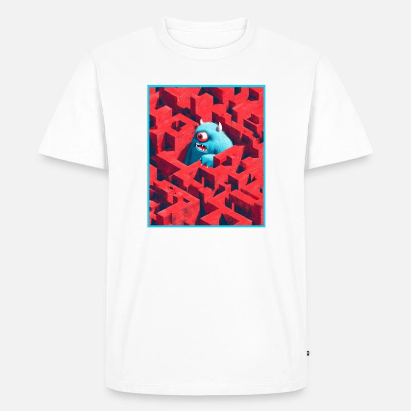 Monster Labyrinth - Männer Premium Bio T-Shirt - Weiß