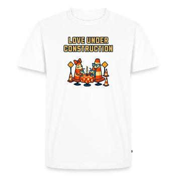 L’amour en construction : cônes de signalisation - T-shirt Premium bio Homme - blanc - Devant - Nico (187cm)
