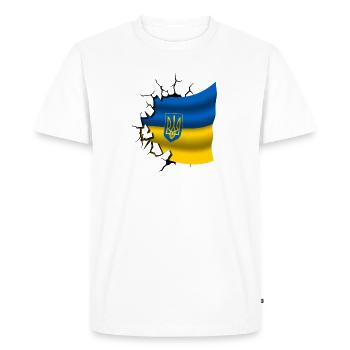 Flag of Ukraine - Ukraine - Flag Broken Design - Men's Premium Organic T-Shirt - white - Front - Nico (187cm)