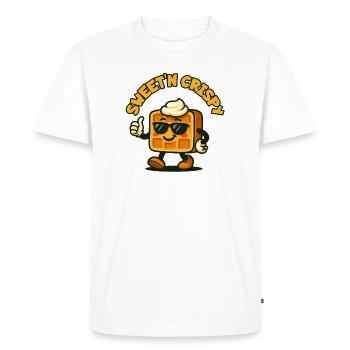 Mascotte gaufre Sweet’n Crisp - T-shirt Premium bio Homme - blanc - Devant - Nico (187cm)