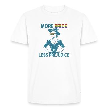 Plus de fierté moins de préjugés Mois de la fierté LGBTQ - T-shirt Premium bio Homme - blanc - Devant - Nico (187cm)