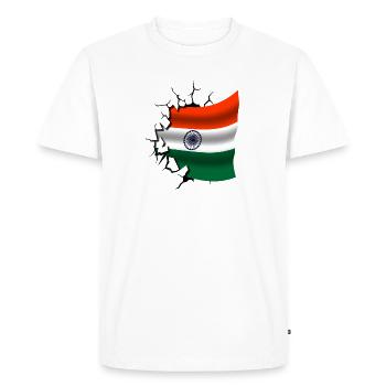 Flag of India - India - Flag Broken Design - Men's Premium Organic T-Shirt - white - Front - Nico (187cm)