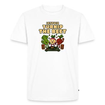 Groove DJ de la laitue, du navet et de la betterave - T-shirt Premium bio Homme - blanc - Devant - Nico (187cm)