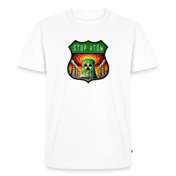 Conception de l’écusson de l’atome d’arrêt - T-shirt Premium bio Homme - blanc - Devant - Nico (187cm)