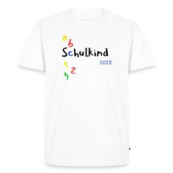 Schoolchild ABC 123 with year 2025 - Men's Premium Organic T-Shirt - white - Front - Nico (187cm)