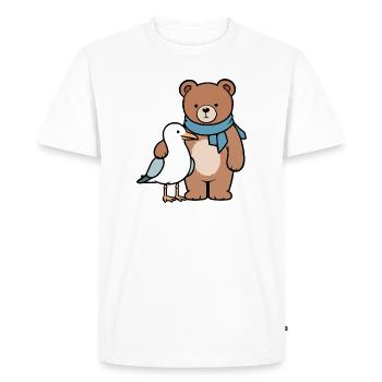 Conception mignonne d’ours et d’oiseau - T-shirt Premium bio Homme - blanc - Devant - Nico (187cm)
