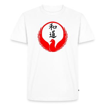 Wado-Ryu Taube Emblem mit schwarzen Kanji - Männer Premium Bio T-Shirt - Weiß - Vorne - Nico (187cm)