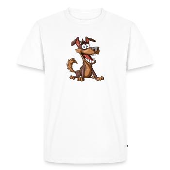 Chien de dessin animé joyeux - T-shirt Premium bio Homme - blanc - Devant - Nico (187cm)