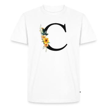 C Monogram, Floral, Customizable - Men's Premium Organic T-Shirt - white - Front - Nico (187cm)