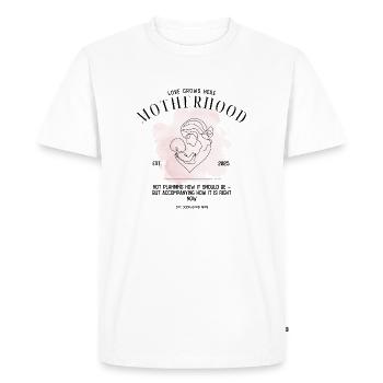 Motherhood EST 2025 – Design de la parentalité douce - T-shirt Premium bio Homme - blanc - Devant - Nico (187cm)