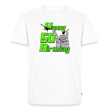 Happy Birthday 50 , Heavy Metal 50th Birthday - Men's Premium Organic T-Shirt - white - Front - Nico (187cm)