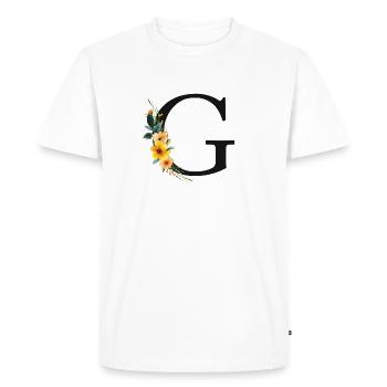 G Monogram, Floral, Personalizable - Men's Premium Organic T-Shirt - white - Front - Nico (187cm)
