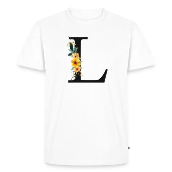 L Monogram, Floral, Personalizable - Men's Premium Organic T-Shirt - white - Front - Nico (187cm)