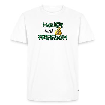 L’argent achète la liberté - T-shirt Premium bio Homme - blanc - Devant - Nico (187cm)