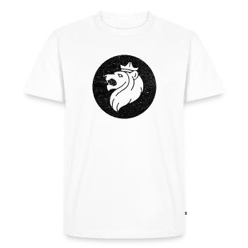 Lion of Judah Head in Black Circle - Men's Premium Organic T-Shirt - white - Front - Nico (187cm)