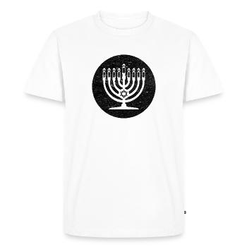 Menorah de Hanoukka chandelier dans cercle noir - T-shirt Premium bio Homme - blanc - Devant - Nico (187cm)
