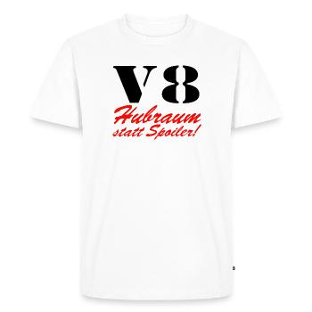 Cylindrée V8 au lieu d’un ......................... de spoiler - T-shirt Premium bio Homme - blanc - Devant - Nico (187cm)