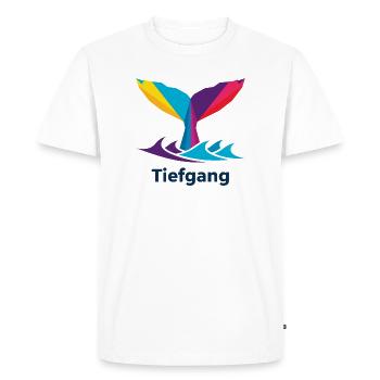 Abstract colorful whale fin with "draught" - Men's Premium Organic T-Shirt - white - Front - Nico (187cm)